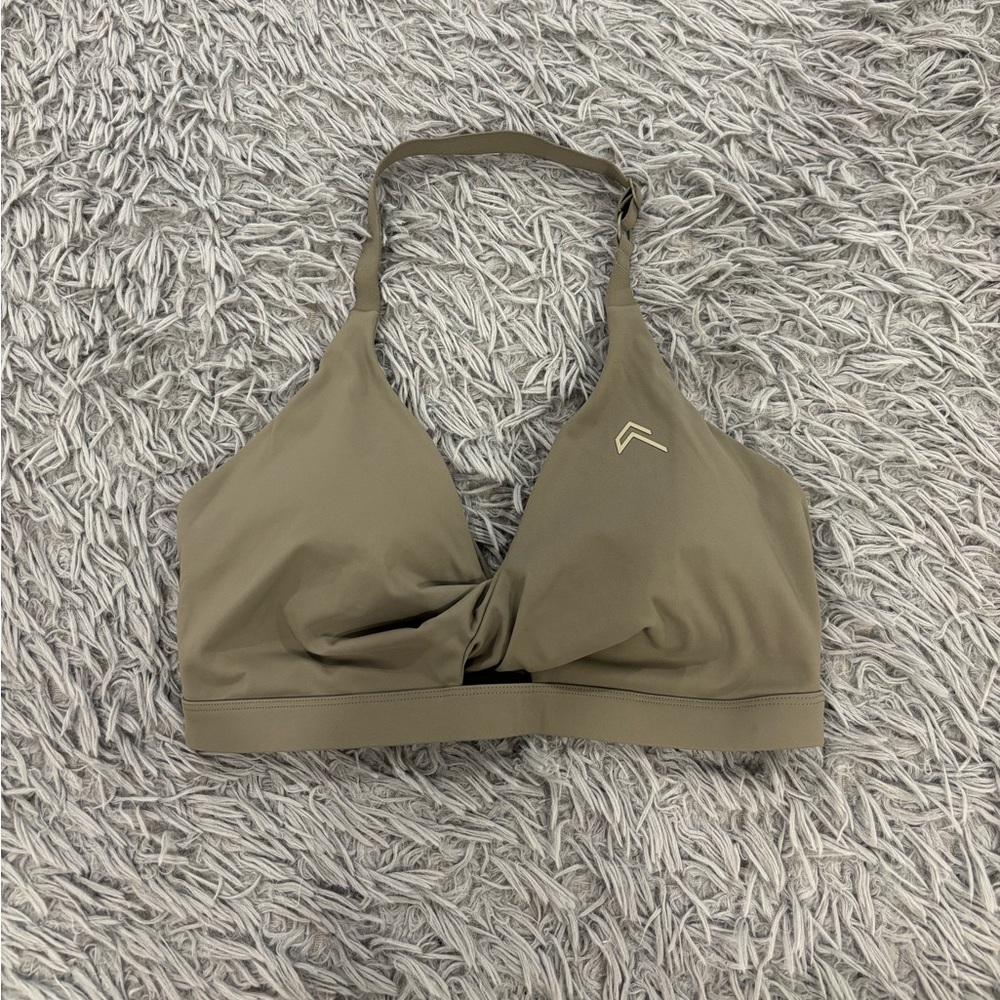 Oner Active Unified Twist Sports Bra Women’s Large Green Strappy Padded Yoga Gym